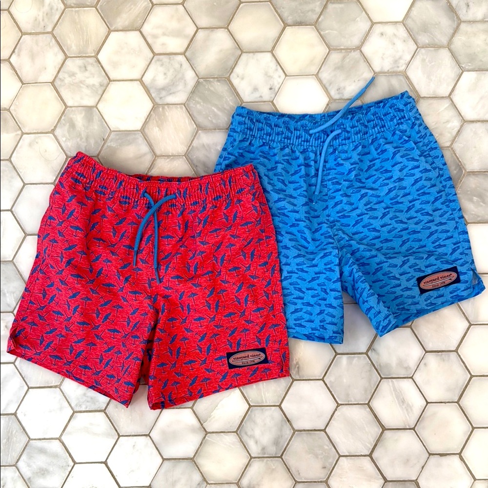 Vineyard Vines Red and Blue Patterned Swim Shorts (2)